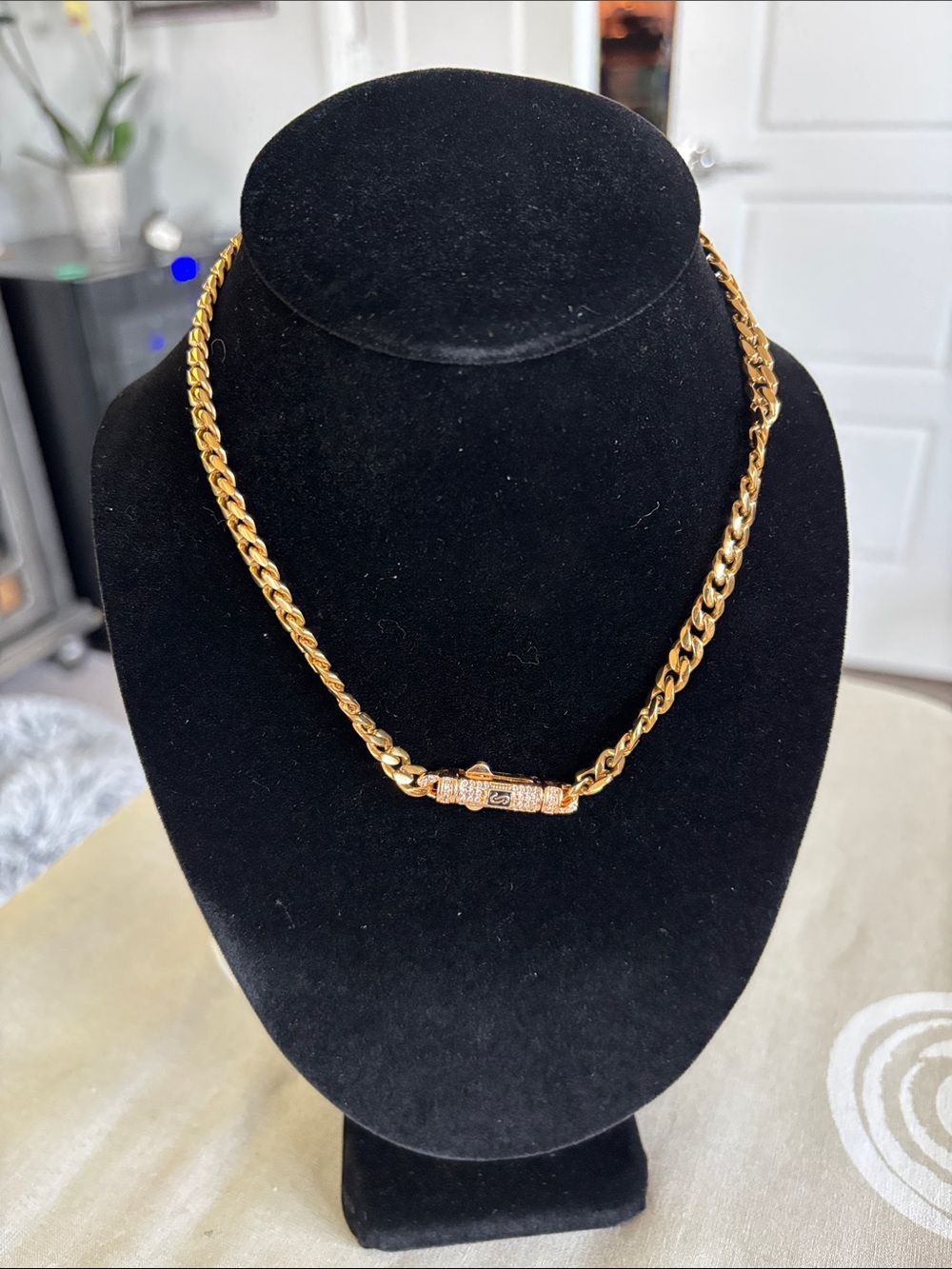 Gold Chain Necklace with Pave Accent